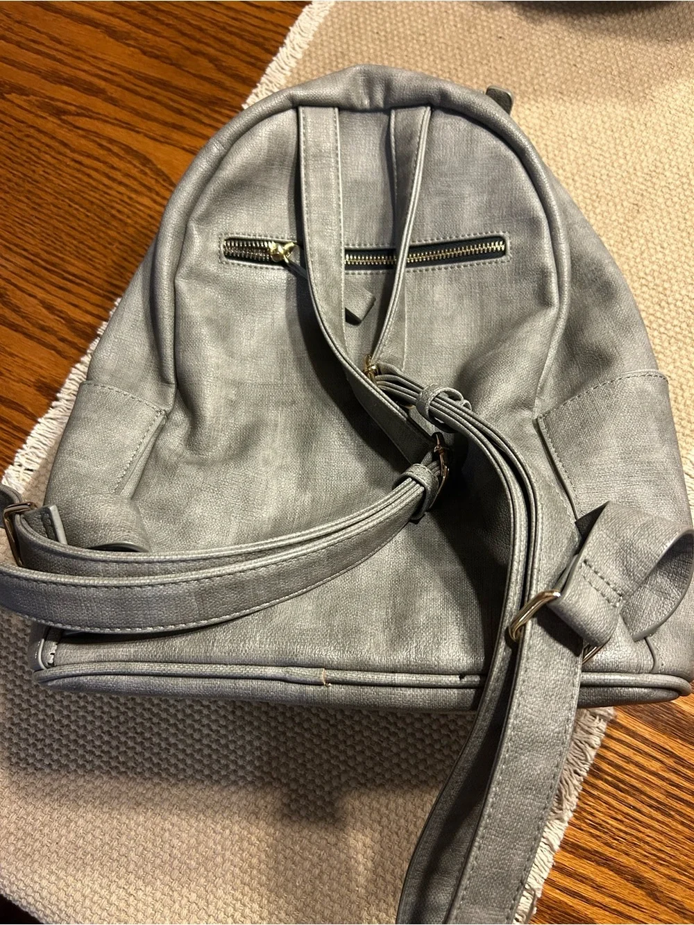 MMS Stylish Gray faux leather Casual Backpack